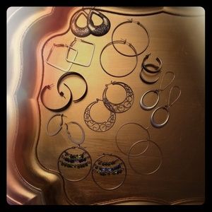 10 pc. bundle of earrings mostly hoops